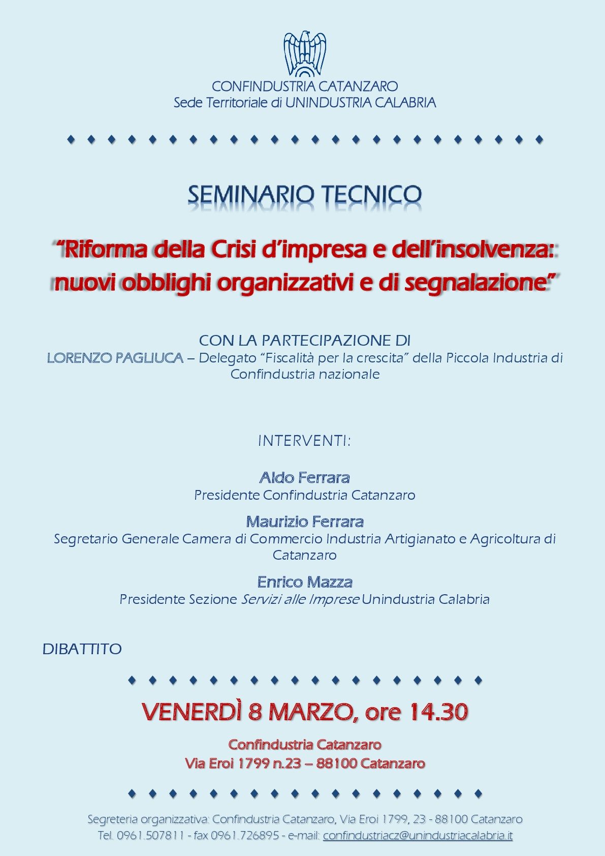 "Riforma delle Crisi d'impresa e dell'insolvenza: nuovi obblighi organizzativi e di segnalazione" 